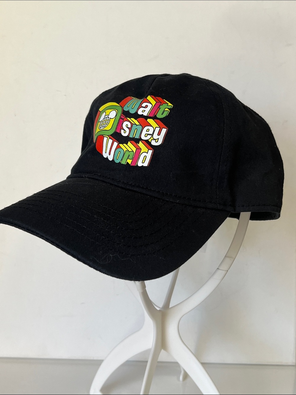 Walt Disney World Disney Parks Retro Logo Bright Baseball Cap Hat Adult Blac